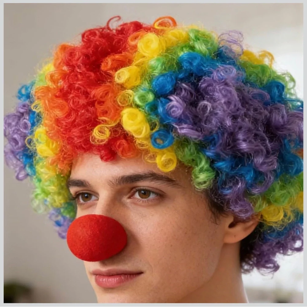 Multicolor Rainbow Curly Clown Wig for Party Costumes